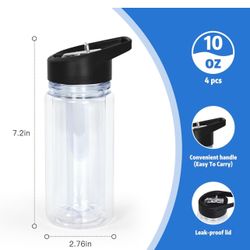10oz Double Wall Clear Water Bottle Bulk Plastic Snow Globe 4 PCS