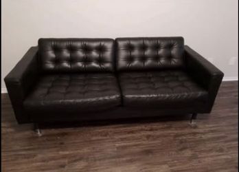 IKEA Morabo Black Leather Sofa