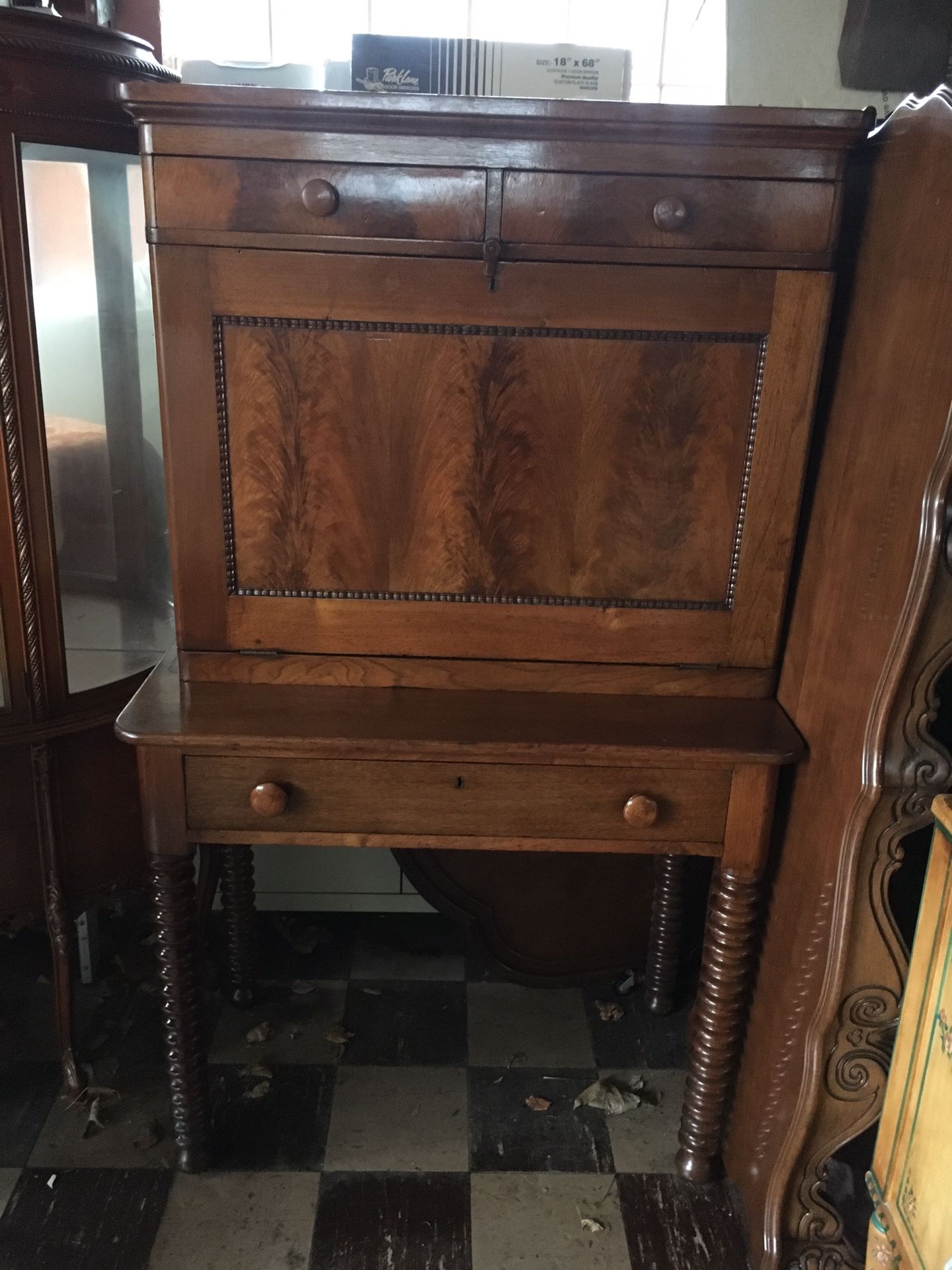 Vintage Desk With Slots 