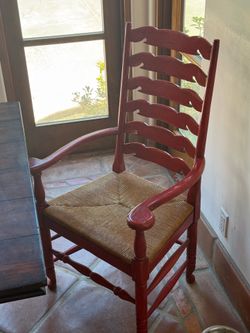 Rustic red farmhouse dining chairs