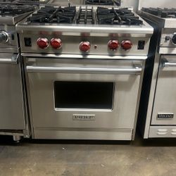 Wolf 30”Wide All Gas Range Stove Stainless Steel 4Burners 