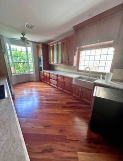 Cherry-Wood Kitchen Cabinets- Tops & Bottoms With LED Lights- Excellent Condition