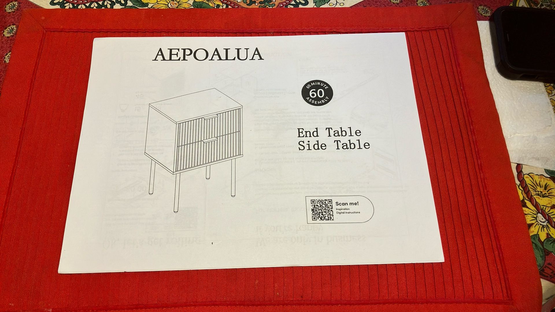 16x12x23” AEPOALUA Nightstand,Small Bedside Table with Gold Frame,White Night Stand - Compare @$65