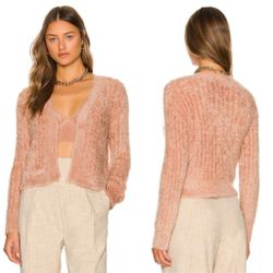 Jonathan Simkhai Maya feathered rib knit cropped cardigan XS