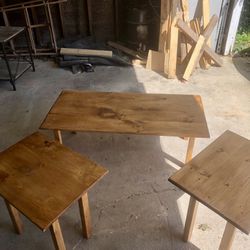 Hand Made Wood Coffee And End tables Set