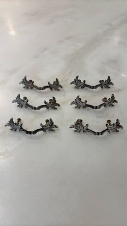 Six Vintage Cabinet Door Pulls Handles