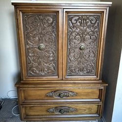 Vintage Marble Top Tall Chest & Nightstand