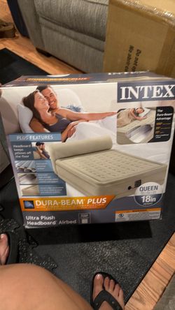 Queen size airbed with headboard