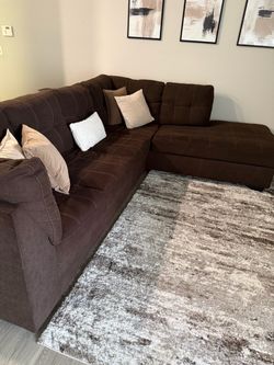 Brown Fabric Sectional Sofa with Chaise