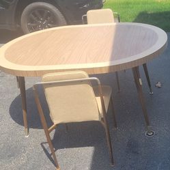 Vintage 1960s Formica Dining Room Table With Leaf  And 6 Chairs 