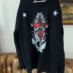 Givenchy Anchor Print Black Shark Star Crewneck Sweatshirt Size S