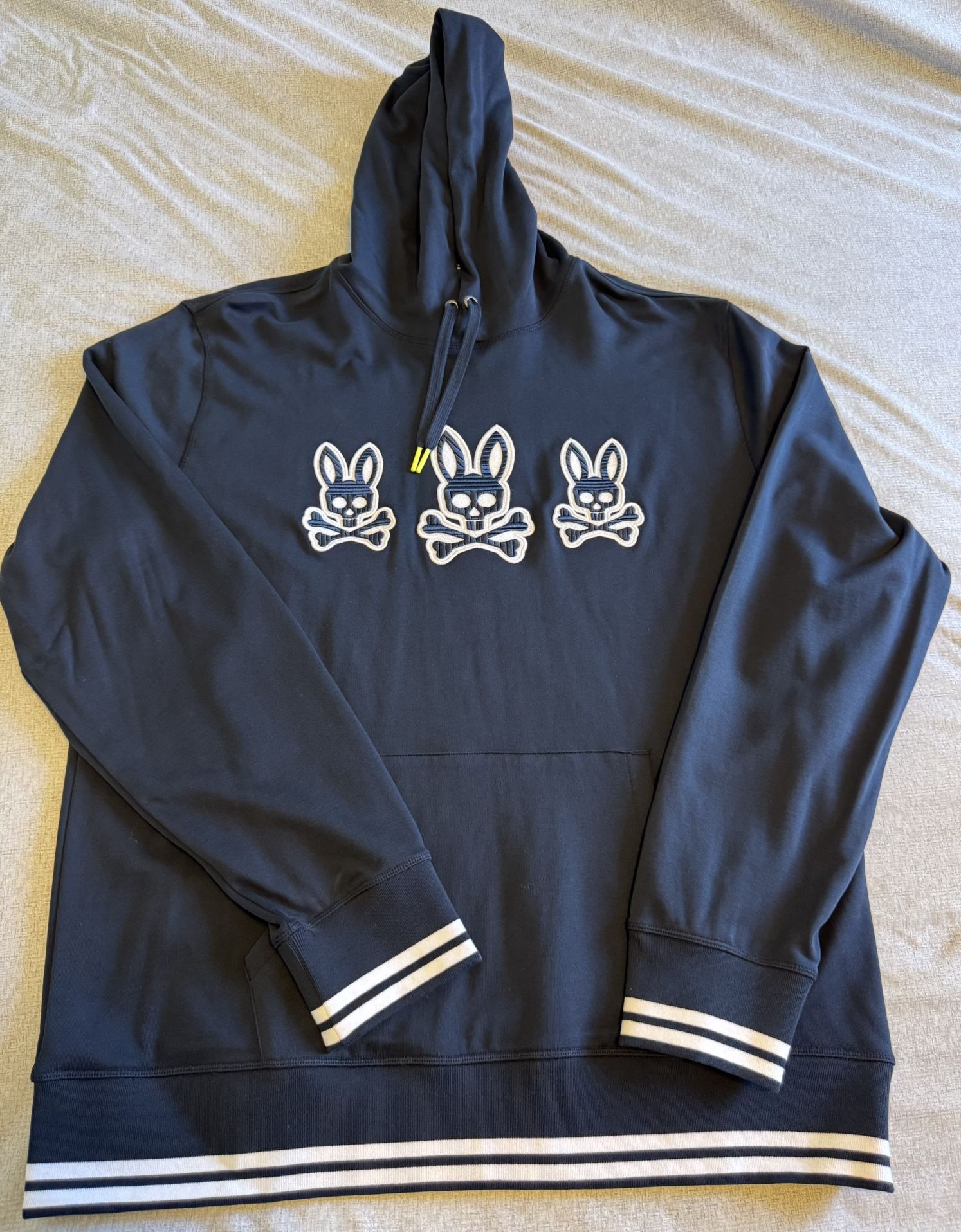 Psycho Bunny Size 3XL Big & Tall Men Navy Liam Triple Bunny Logo Pullover Hoodie