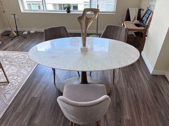 60” Oval Nero White Marble Table