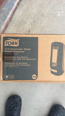 Tork Xpressnap (contact info removed) Black Standing / Wall Mount Interfold Napkin Dispenser N4