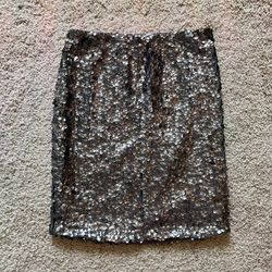 Gray Metallic Sequin Bodycon High Waisted Skirt