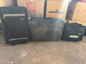 3 Lot Black Canvas, Suitcase, Luggage For Traveling
