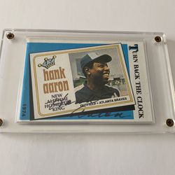 1989 Topps Hank Aaron Autographed #663 Turn Back The Clock Baseball Card. SHARP 