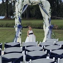 Blue And Ivory Linens And Other Party Accessories