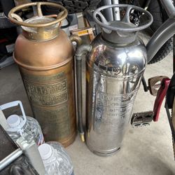 Copper / Brass And A Stainless Antique Extinguisher