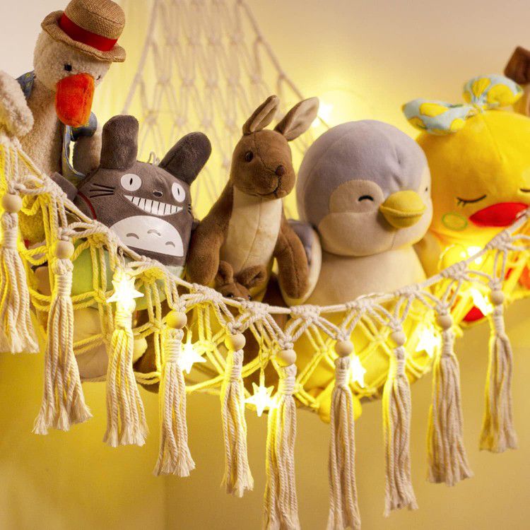 Stuffed Animal Toy Storage Hammock with LED Light