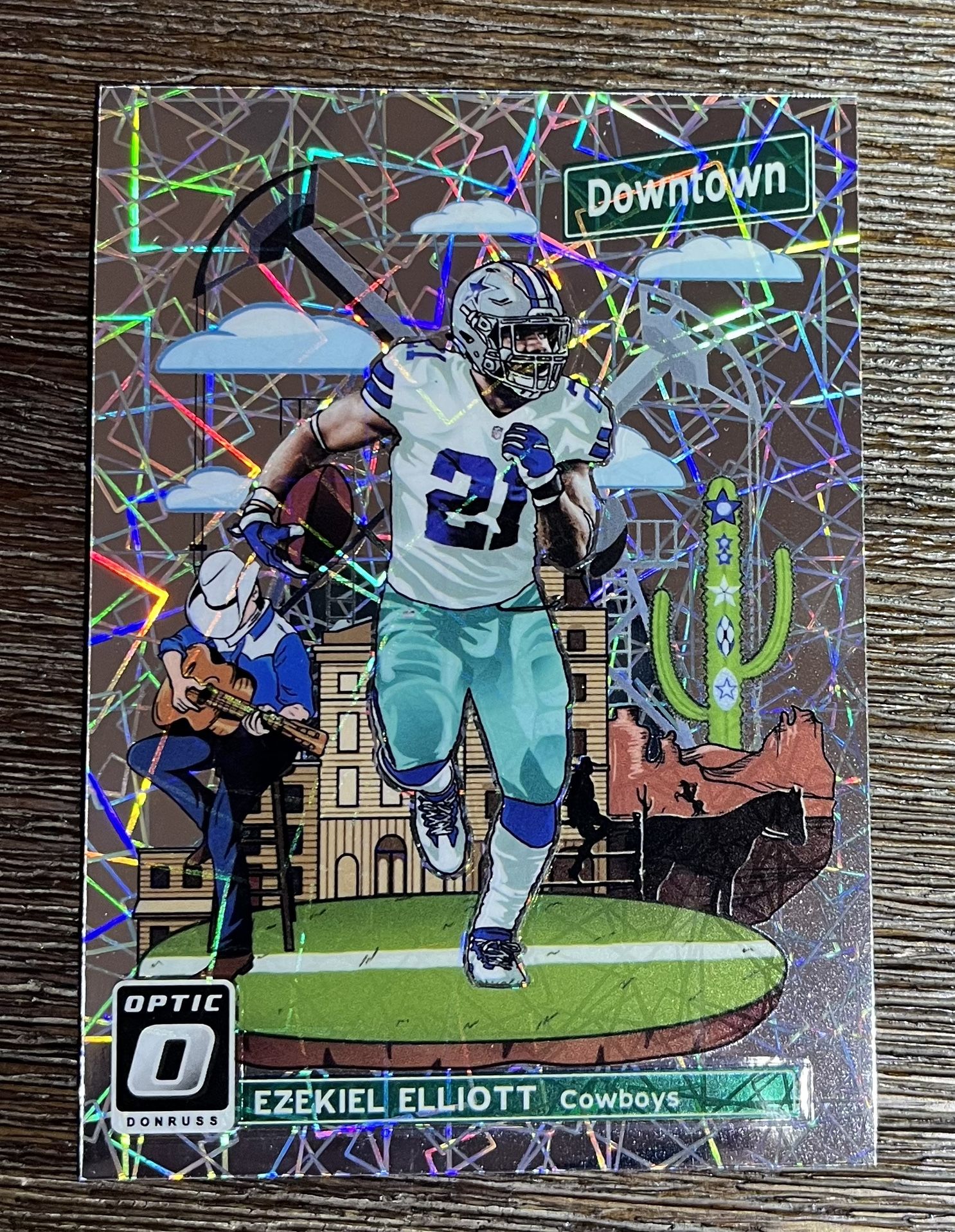 Donruss Optic Downtown Ezekiel Elliott Prizm Football Card - Dallas Cowboys