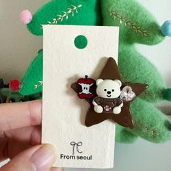 Star shape cute little bear hair clip