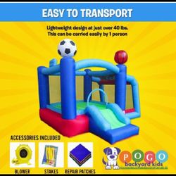 New In Box includes Blower! Kids Indoor Outdoor BOUNCE HOUSE PARTY INFLATABLE JUMPER With Slide Hoop & Net Top Quality Bouncer Castle 