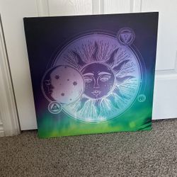 Sun And Moon Galaxy Art Canvas 