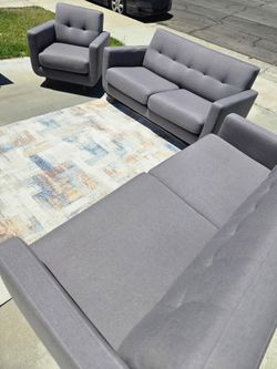 3 Piece Couch Set- Arm Chair, Love Seat, And Sofa