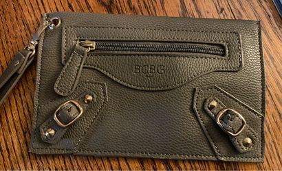 BCBG Paris Pebbled Leather Moto Wristlet Clutch - Gray (Never Used!)