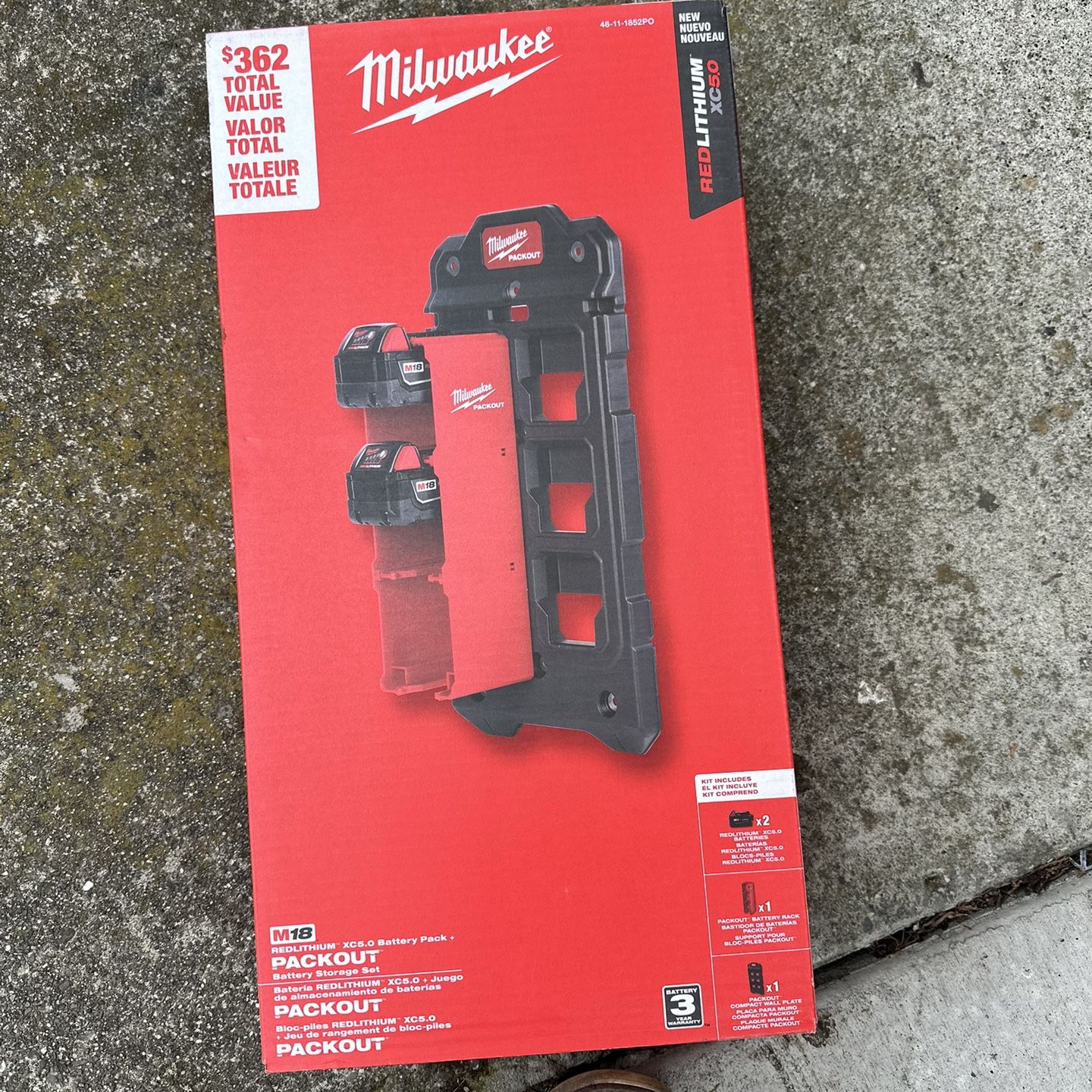 (2) Milwaukee 5.0 Batteries With Pack out Plates 