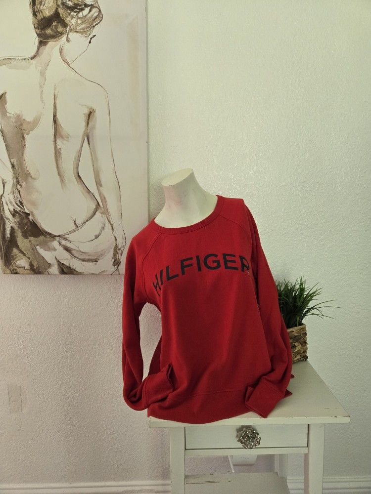 Tommy Hilfiger Sport Bold Red Crewneck Size Large 