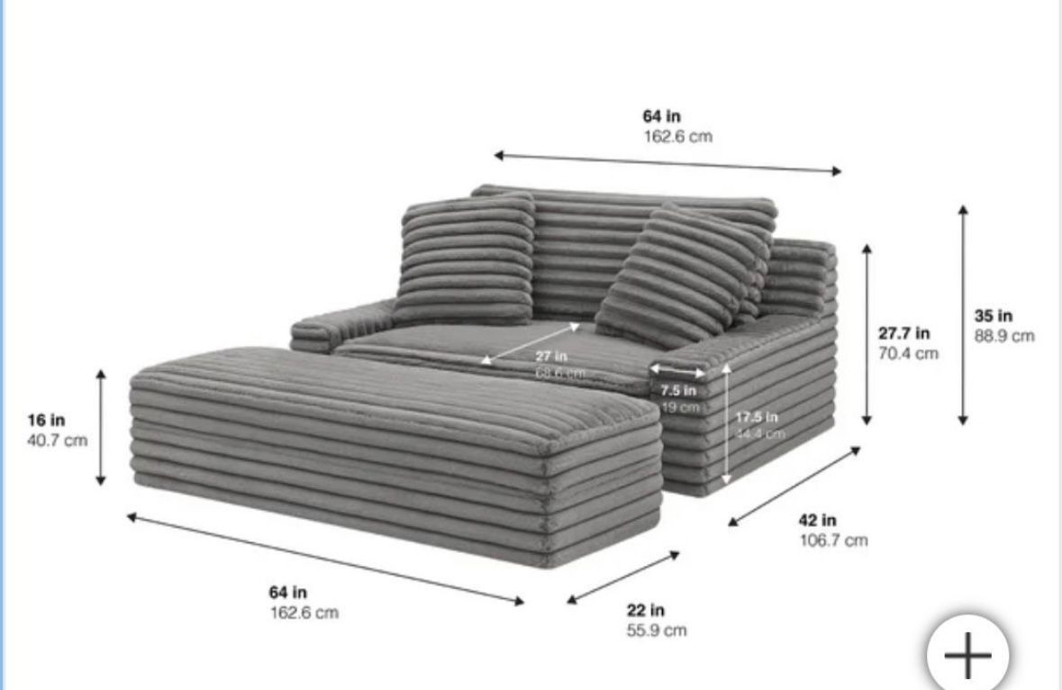 Thomasville Wills Fabric Oversize Chair and Storage Ottoman