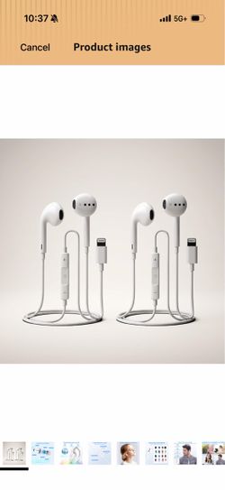 Apple MFi Certified 2 Pack iPhone Wired Headphones with Lightning Connector Wired In-Ear Earphones