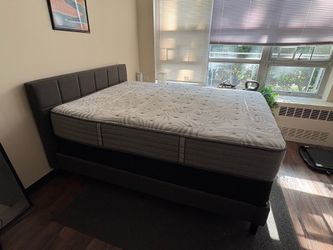 Queen Size Bed frame, Mattress, Box