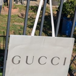 Gucci Gray/Silver Logo Paper Shopping/Gift Bag - 18.75" x 14" x 6.5".