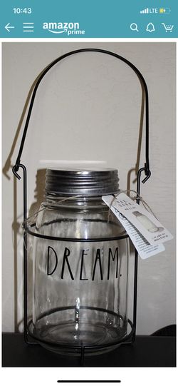 Rae Dunn DREAM glass mason jar candle holder