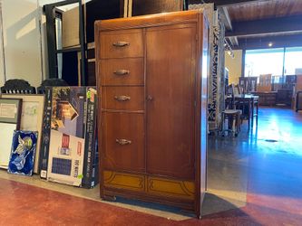 Antique Art Deco Waterfall Front Wardrobe