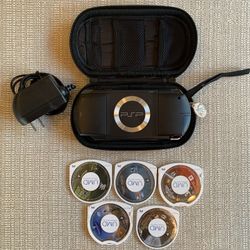 PSP  Black With Case, Charger And 5 Games