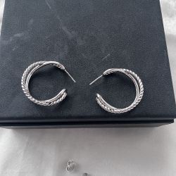 Sterling Silver 925 Crossover Cable Hoop Earrings 