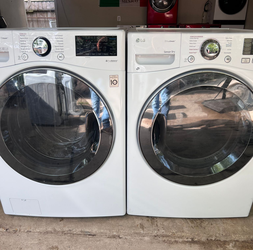 LG Front Load Washer & Dryer Set, White, SteamDry