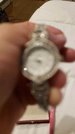 Vintage watch with black Rhinestones and bangle bracelet band SAFTEY clasp