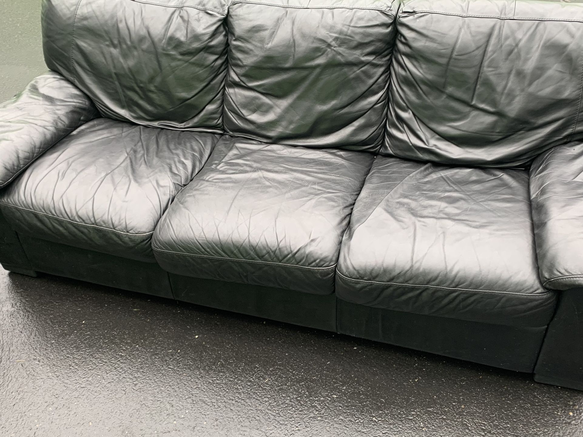 Leather Couch, Love Seat, Chair, And Ottoman