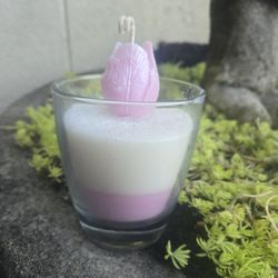 Hand-poured 12oz Rose Garden Candle- Scupltured Flower Embed