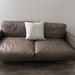 Modern Brown Faux Leather Couch/ Loveseat 