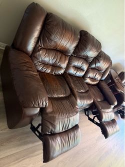 Leather Recliner Sofa and Chair
