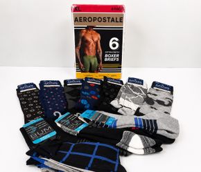 Men’s Sock & Underwear Bundle 14 Pairs Socks + Aeropostale 6 Pack Boxer Briefs XL