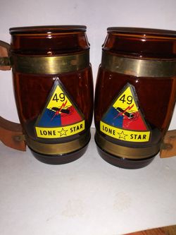 SAIESTAWARE VINTAGE BROWN GLASS 49TH LONE STAR MUGS