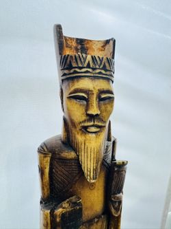 Vintage Chinese Hand-carved Ox Bone Emperor And Empress