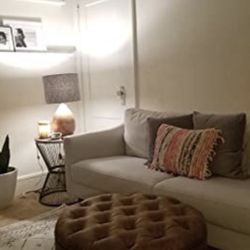 Chestnut Distressed Vegan Leather Traditional Tufted Ottoman